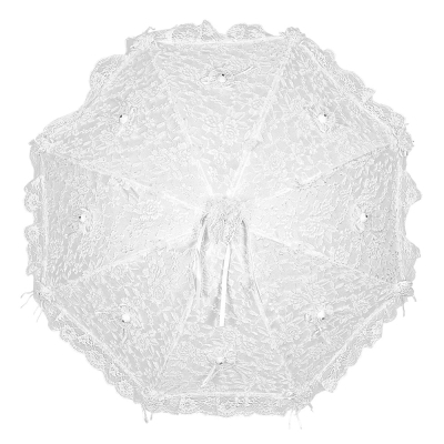 White Automatic Lace Wedding Umbrella with Bows  Perletti 11229