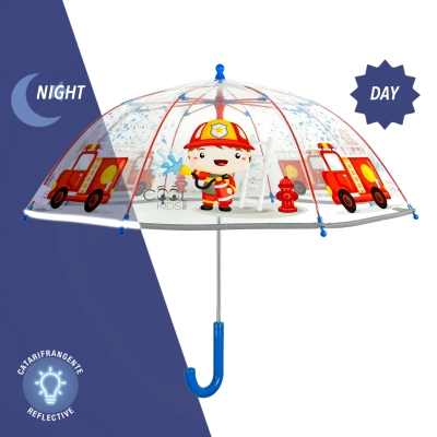 Детски прозрачен чадър Perletti CoolKids Пожарникар 15583