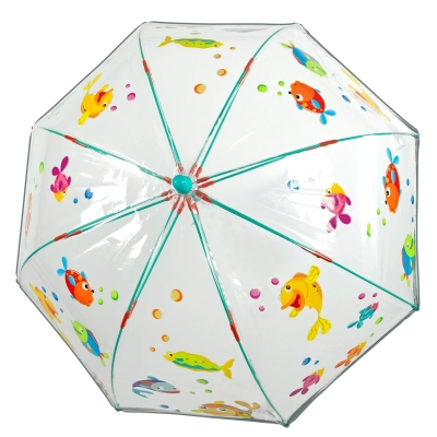 Детски прозрачен чадър Perletti CoolKids 15592 Цветни рибки 