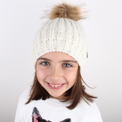 Детска плетена шапка JS1051, бял