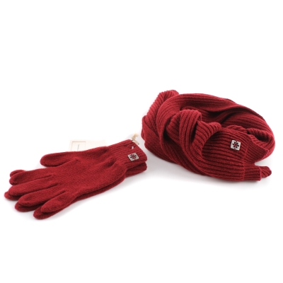 Комплект мъжки шал и ръкавици от вълна и кашмир Granadilla  5191&5192, бордо