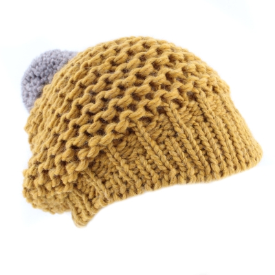 Дамски комплект плетен кръгъл шал и шапка Raffaello Bettini RB SC 014/2622E&011/1320, Горчица