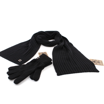 Men's wool scarf and gloves set JJ & Granadilla JG5116 & 5115, Black