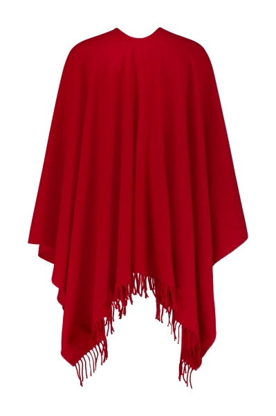 Wool poncho Pulcra Livigno 145x150, red
