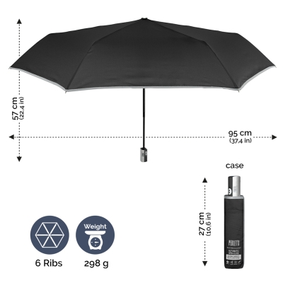 Компактен автоматичен Open-Close чадър Perletti Technology 21725, черен