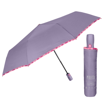 Дамски автоматичен Open-Close чадър Perletti Technology 21715, лилав