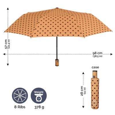 Дамски автоматичен Open-Close чадър Perletti Technology 21692, кайсия