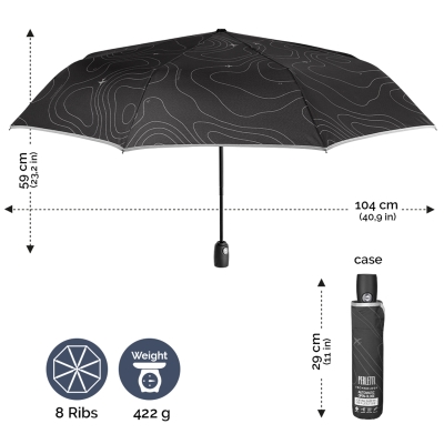 Мъжки автоматичен Open-Close чадър Perletti Technology 21735, Синоптична карта