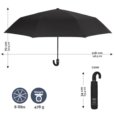 Мъжки автоматичен Open-Close голф чадър Perletti Technology 21730/ 118 cm, Черен