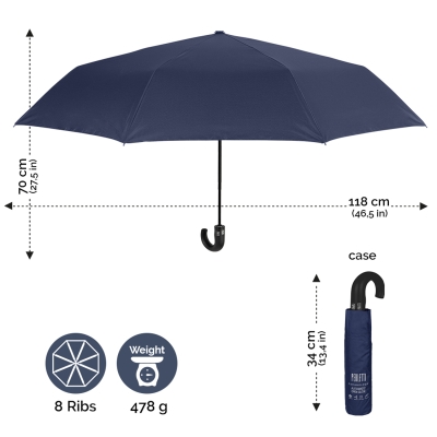 Men's automatic Open-Close umbrella Perletti Technology 21730/ 118 cm, Dark Blue