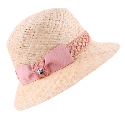 Дамска сламена шапка HatYou CEP0783, Розова лента
