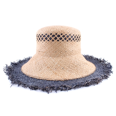Ladies' wide-brimmed summer hat Raffaello Bettini RB 22/21234B, Natural/Blue