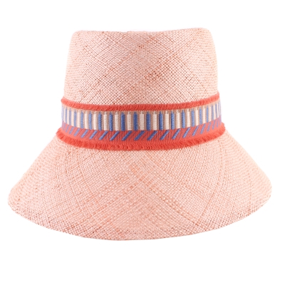 Summer straw hat Raffaello Bettini RB 22/21202C, Light coral