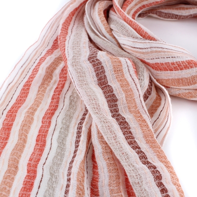 Linen-cotton scarf Pulcra Sprint/Nap, Orange/Natural