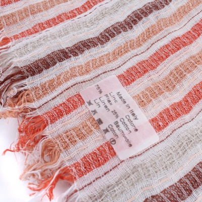 Linen-cotton scarf Pulcra Sprint/Nap, Orange/Natural