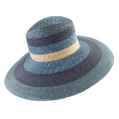 Pălărie de paie de vară cu boruri largi Raffaello Bettini RB 22/20040, Bleumarin/Albastre