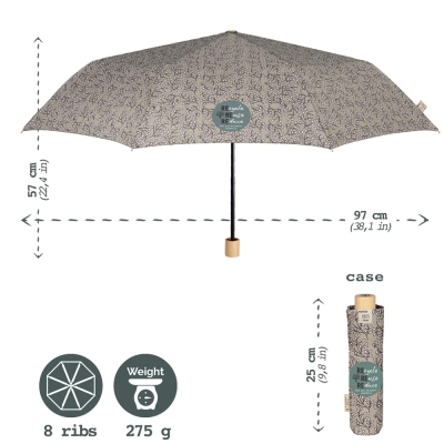 Дамски неавтоматичен чадър Perletti Green 19125, Сив