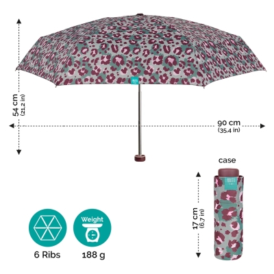 Дамски неавтоматичен мини чадър Perletti Time 26251, Розови петна