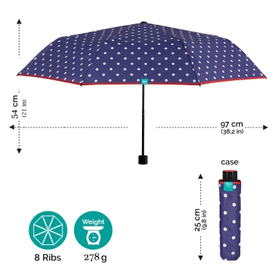 Дамски неавтоматичен чадър Perletti Time 26269, Син