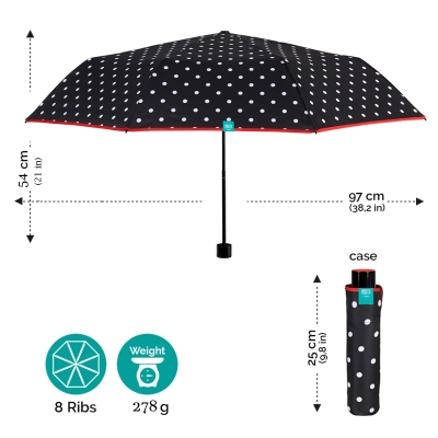 Дамски неавтоматичен чадър Perletti Time 26269, Черен