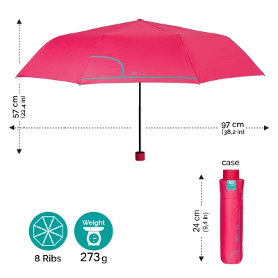 Дамски неавтоматичен чадър Perletti Time 26236, Цикламеночервен
