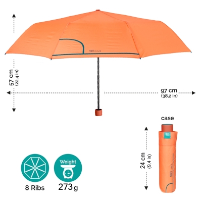 Дамски неавтоматичен чадър Perletti Time 26236, Оранжев