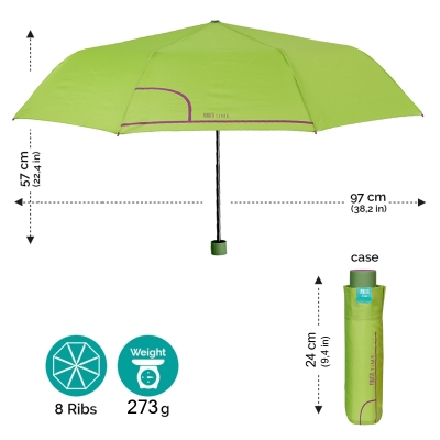 Дамски неавтоматичен чадър Perletti Time 26236, Зелен