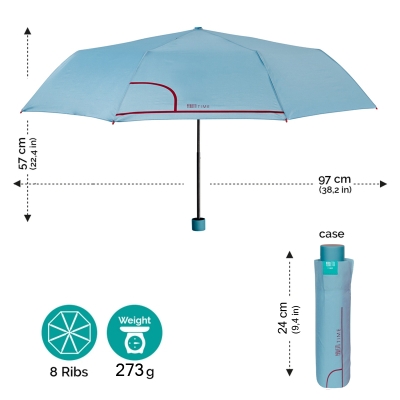 Ladies' manual umbrella Perletti Time 26236, Turquoise