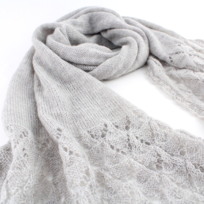 Ladies' knitted scarf Raffaello Bettini RB SC 021/17, Light grey