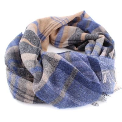 Cashmere scarf Ma.Al.Bi. MAB583 618/2 50x180 cm, Blue/Camel/Dark gray