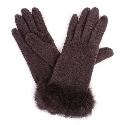 Дамски вълнени ръкавици MESS GL0318, Тъмнокафяв