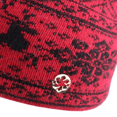 Дамска плетена шапка Granadilla JG5274, Червен/Черен