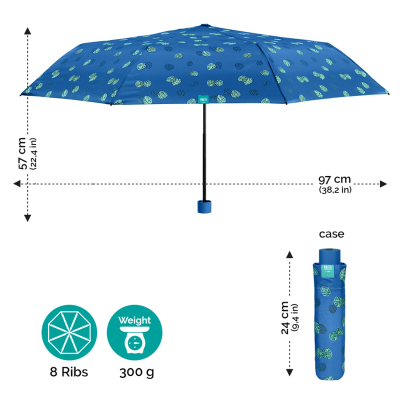 Дамски неавтоматичен чадър Perletti Time 26267, Син