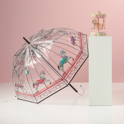 Ladies' automatic transparent golf umbrella Perletti Time 26290, Carousel