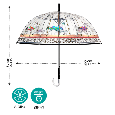 Ladies' automatic transparent golf umbrella Perletti Time 26290, Carousel