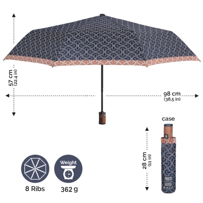 Дамски автоматичен Open-Close чадър Perletti Technology 21752, Тъмносин