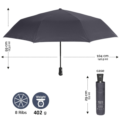 Мъжки автоматичен Open-Close чадър Perletti Technology 21670, Сив