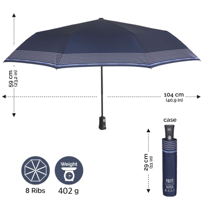 Мъжки автоматичен Open-Close чадър Perletti Technology 21760, Тъмносин