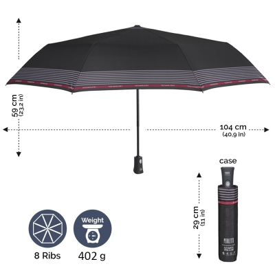 Мъжки автоматичен Open-Close чадър Perletti Technology 21760, Черен