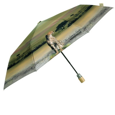 Дамски автоматичен чадър Perletti Green 19133, Савана Бежов/Зелен