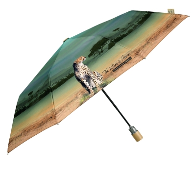 Дамски автоматичен чадър Perletti Green 19133, Савана Зелен/Тюркоаз