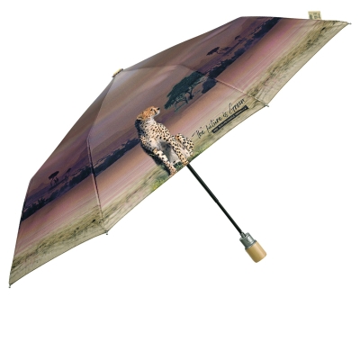 Дамски автоматичен чадър Perletti Green 19133, Савана Бежов/Лилав