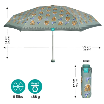 Дамски неавтоматичен мини чадър Perletti Time 26302, Зелен
