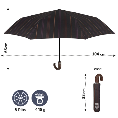 Мъжки автоматичен Open-Close чадър Perletti Technology 21710, Кафяв