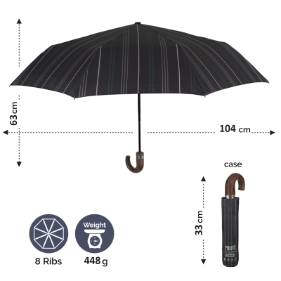 Мъжки автоматичен Open-Close чадър Perletti Technology 21710, Сив