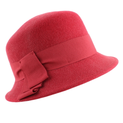 Дамска филцова шапка HatYou CF0307, Аленочервен меланж