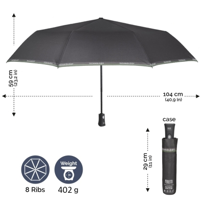 Мъжки автоматичен Open-Close чадър Perletti Technology 21765, Черен