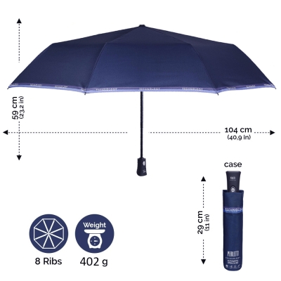 Мъжки автоматичен Open-Close чадър Perletti Technology 21765, Тъмносин