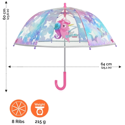 Детски прозрачен чадър Perletti CoolKids Еднорог 15581