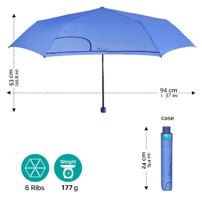 Umbrelă manuala Extraslim pentru femei Perletti Time 26296, Albastru-violet